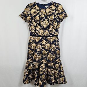 Shoshanna Florin Brocade Mermaid Cocktail Dress in Navy - Size 4